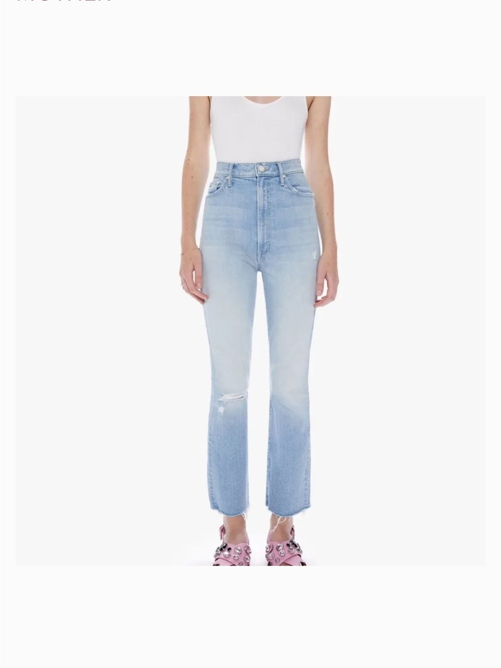 Nwot MOTHER Ankle Fray Jeans - Light Blue Wash
